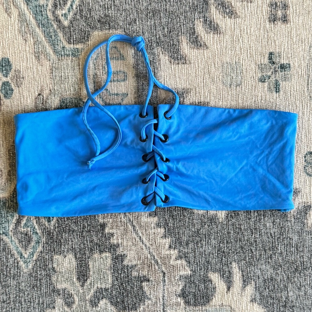 Tavik Blue Lace-Up Bandeau Swim Top